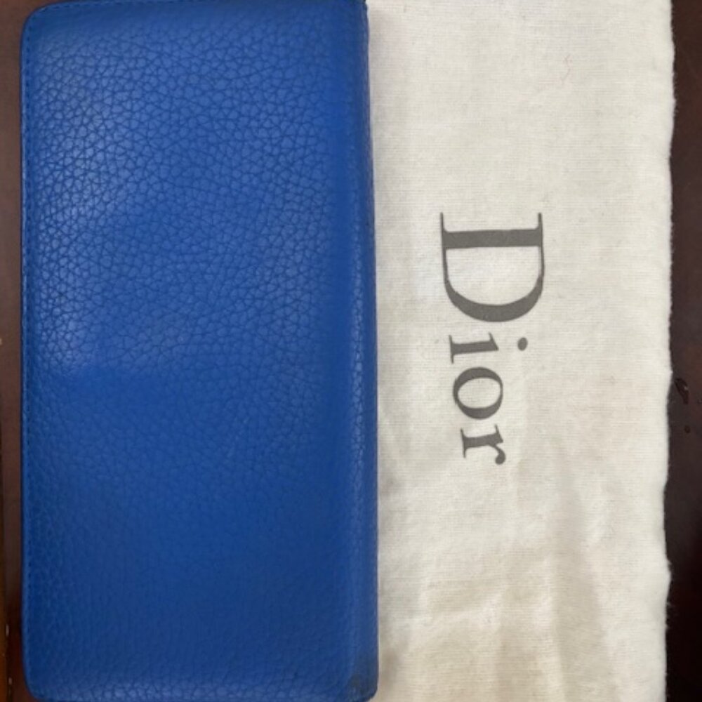 Christian Dior Blue/Pink Smooth Leather Diorisssimo Wallet